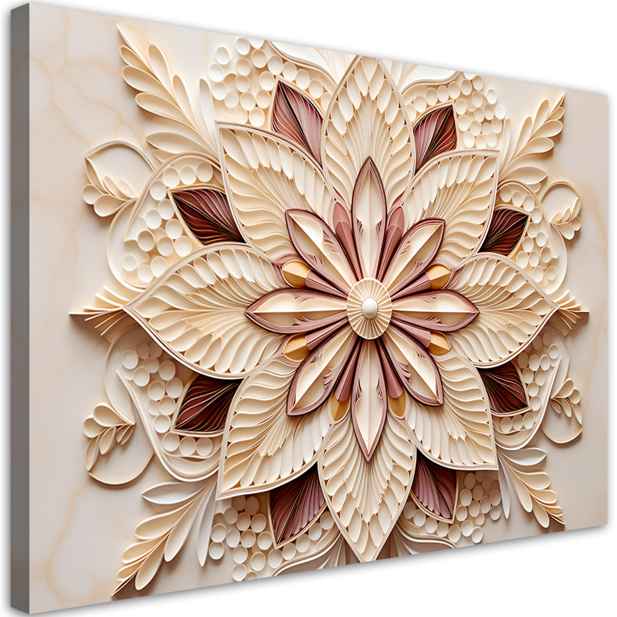 WANDBILD ai blume beige - Beige, Textil (60/40cm) - Feeby