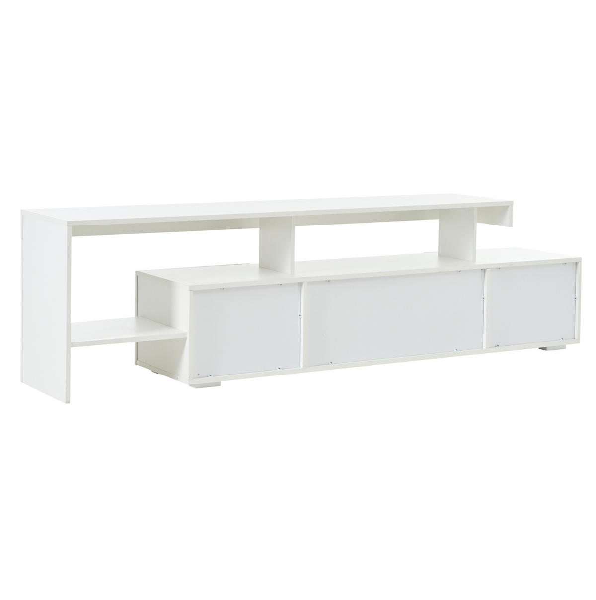 TV-LOWBOARD aus Spanplatte 192x37x53 cm Weiß mit LED-Beleuchtung, Hochglanzfront und 3 Klapptüren - Weiß, Holzwerkstoff (192/53/37cm) - Modfu