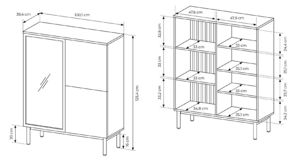 VITRINE 100 cm Jotare, 2 Türen, LED, Schwarz, Eiche Evoke - Schwarz, Holz (100/125/39cm) - Emporius