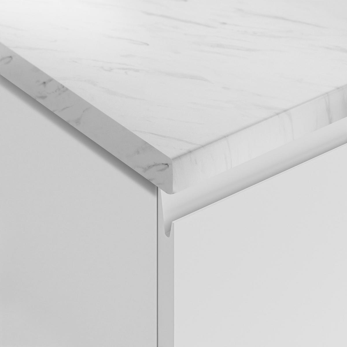 KÜCHENLEERBLOCK Aquileia 240 cm Weiß Matt mit Arbeitsplatte Marmor Bianco - Hellgrau/Weiß, Holzwerkstoff (240/157.8/60cm) - AX Living