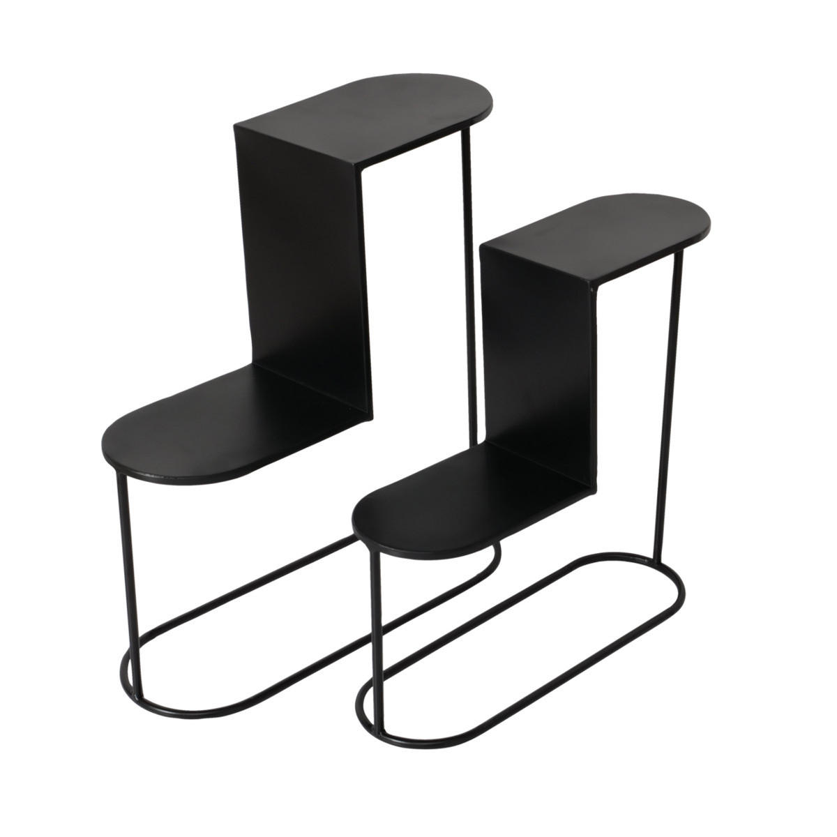 BLUMENTREPPE Pluto 45-55 cm 2er-Set - Schwarz, Metall (18/55/50cm) - Boltze Home