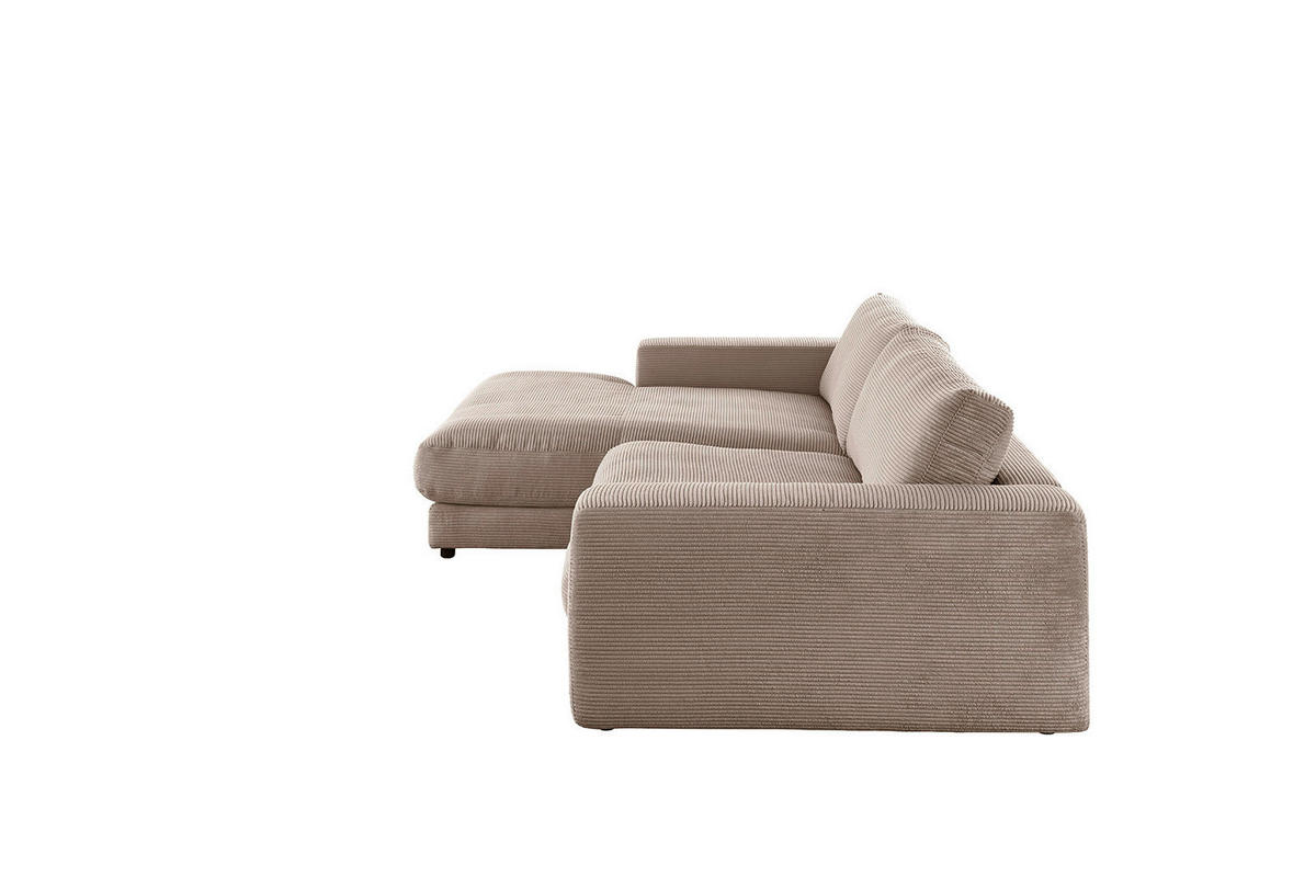 ECKSOFA MADELINE Taupe Cord - Taupe/Schwarz, Kunststoff/Textil (270/190cm) - KAWOLA