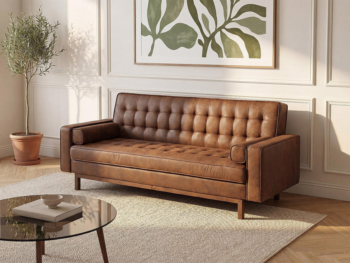 SCHLAFSOFA - 3 Personen - stoff - braun Eleanor - Braun, Textil (230/94/94cm) - Vente-Unique