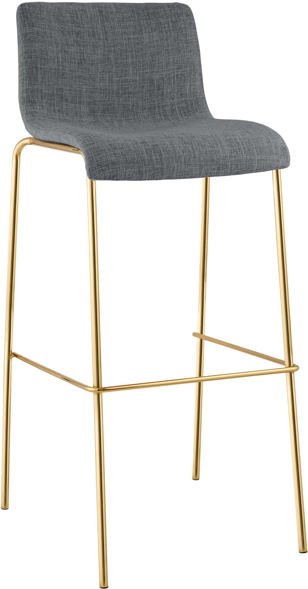 BARHOCKER Stoff Hellgrau - Goldfarben/Hellgrau, Textil/Metall (43/100/48cm) - CLP