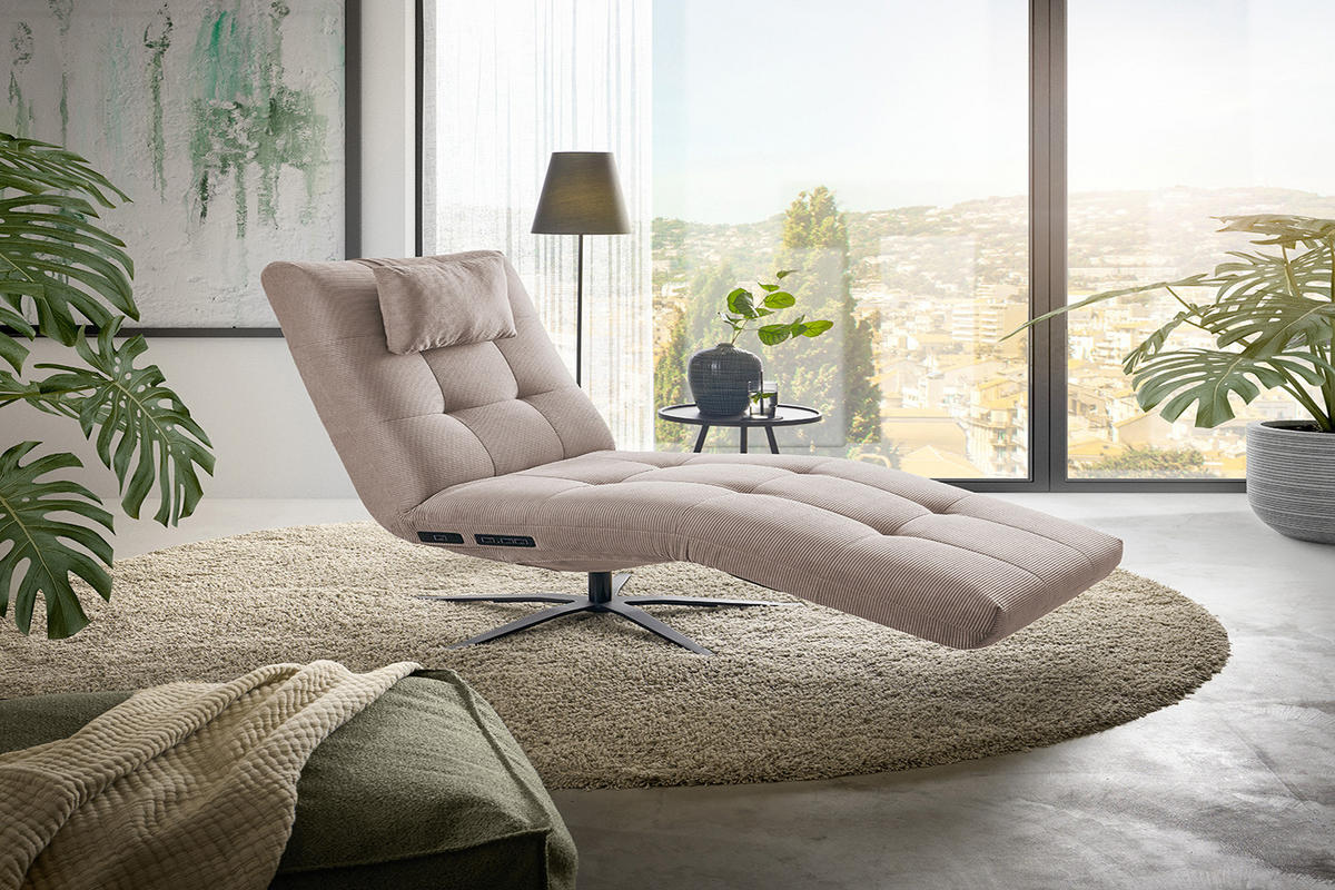 RELAXLIEGE LETICIA Beige Cord - Beige/Schwarz, Textil/Metall (82/115/156cm) - KAWOLA