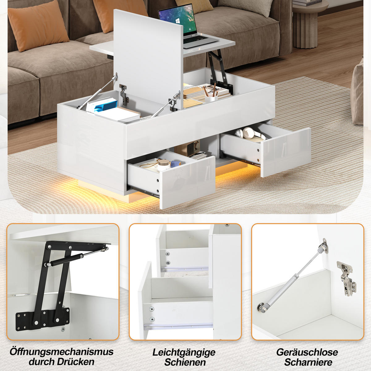 COUCHTISCH Weiß - Weiß, Holzwerkstoff (100/45/43cm)