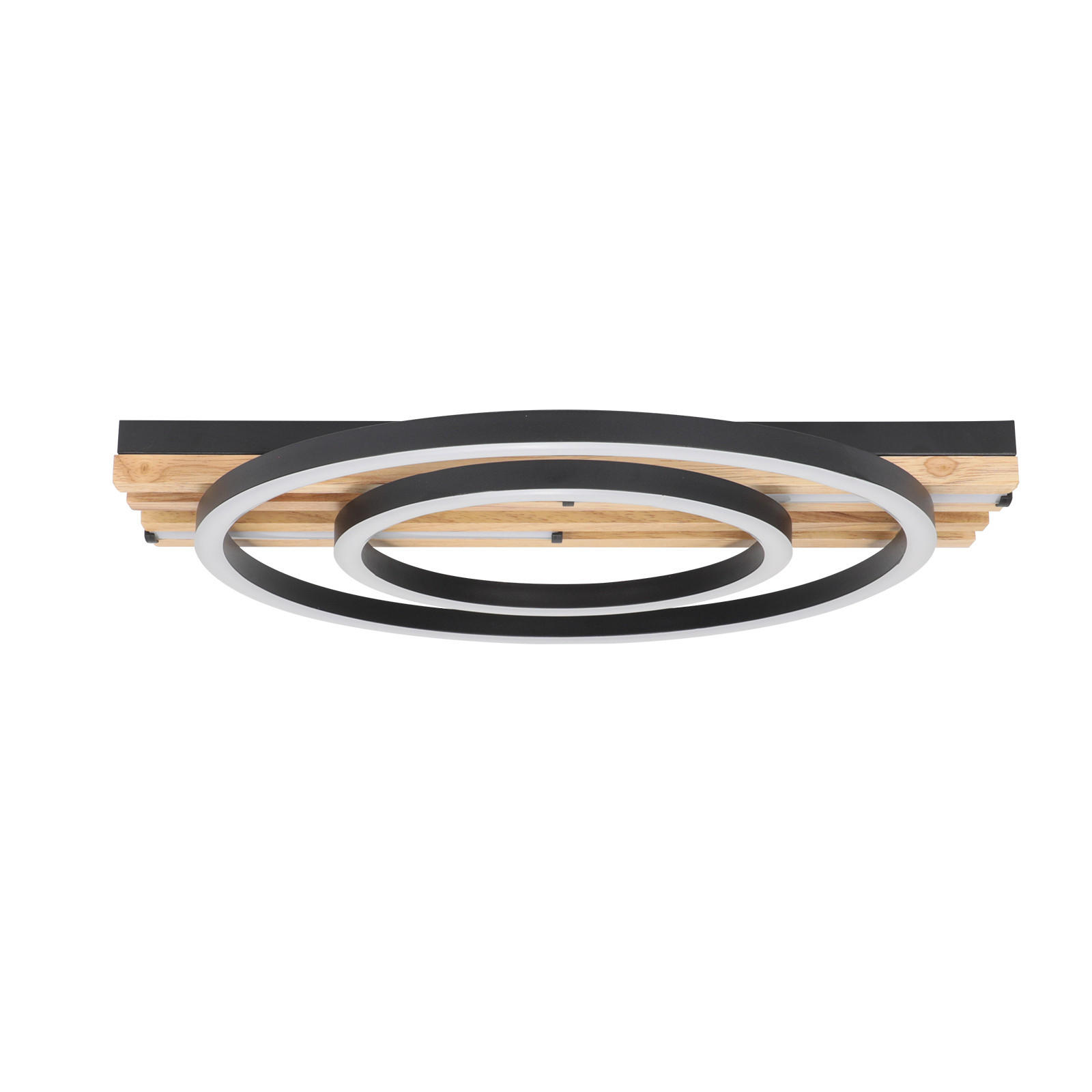 LED DECKENLEUCHTE Qlenli 38/32/6.8 cm - Schwarz, Holz/Metall (38/32/6.8cm) - ZMH