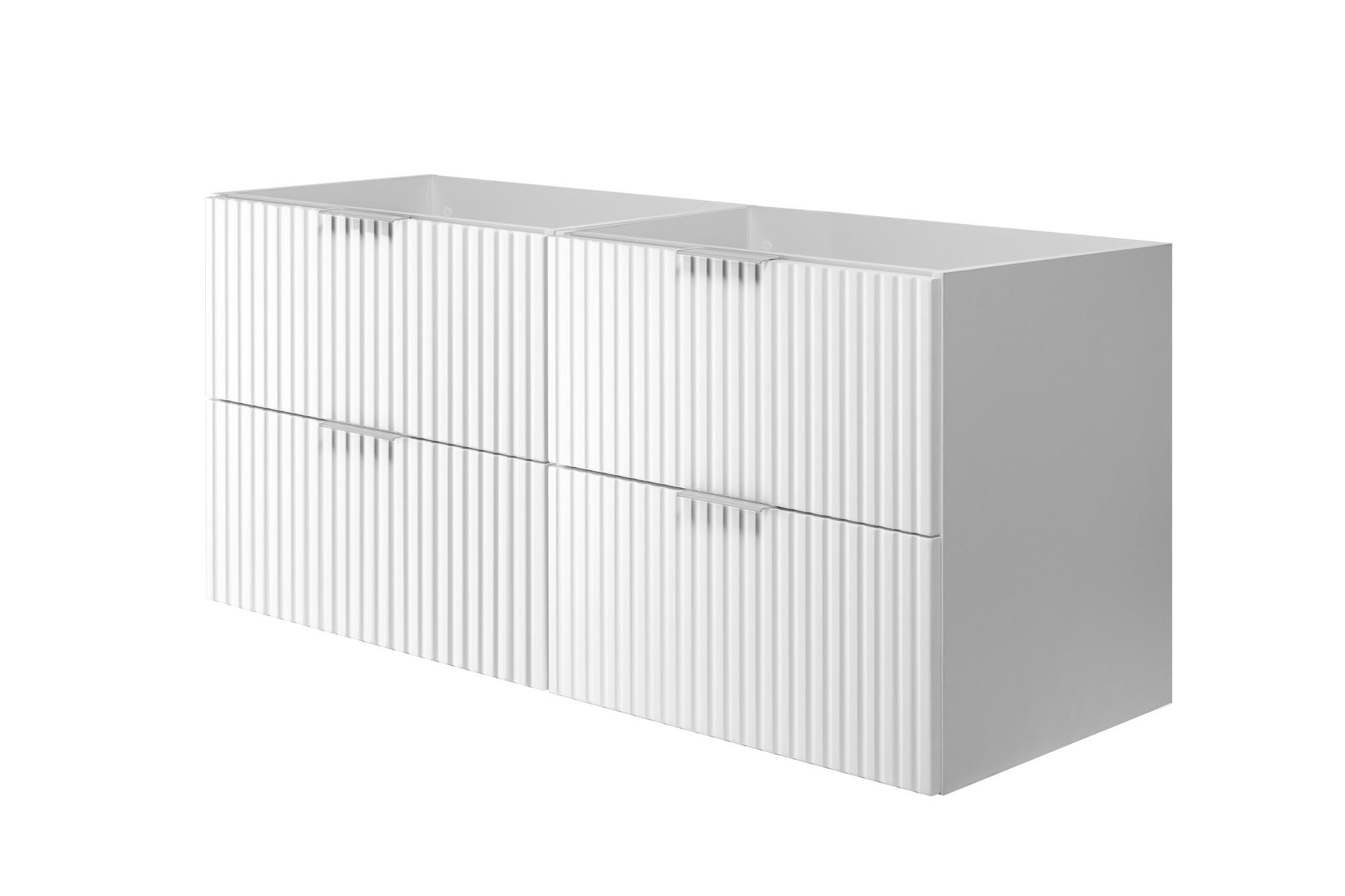 WASCHBECKUNTERSCHRANK, Weiß, 120 (2 x 60) x 57 x 46 cm, silberner Griff, ohne Arbeitsplatte - Silberfarben/Weiß, Holzwerkstoff (120/57/46cm) - 3XE LIVING