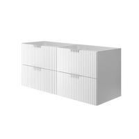 WASCHBECKUNTERSCHRANK, Weiß, 120 (2 x 60) x 57 x 46 cm, silberner Griff, ohne Arbeitsplatte - Silberfarben/Weiß, Holzwerkstoff (120/57/46cm) - 3XE LIVING