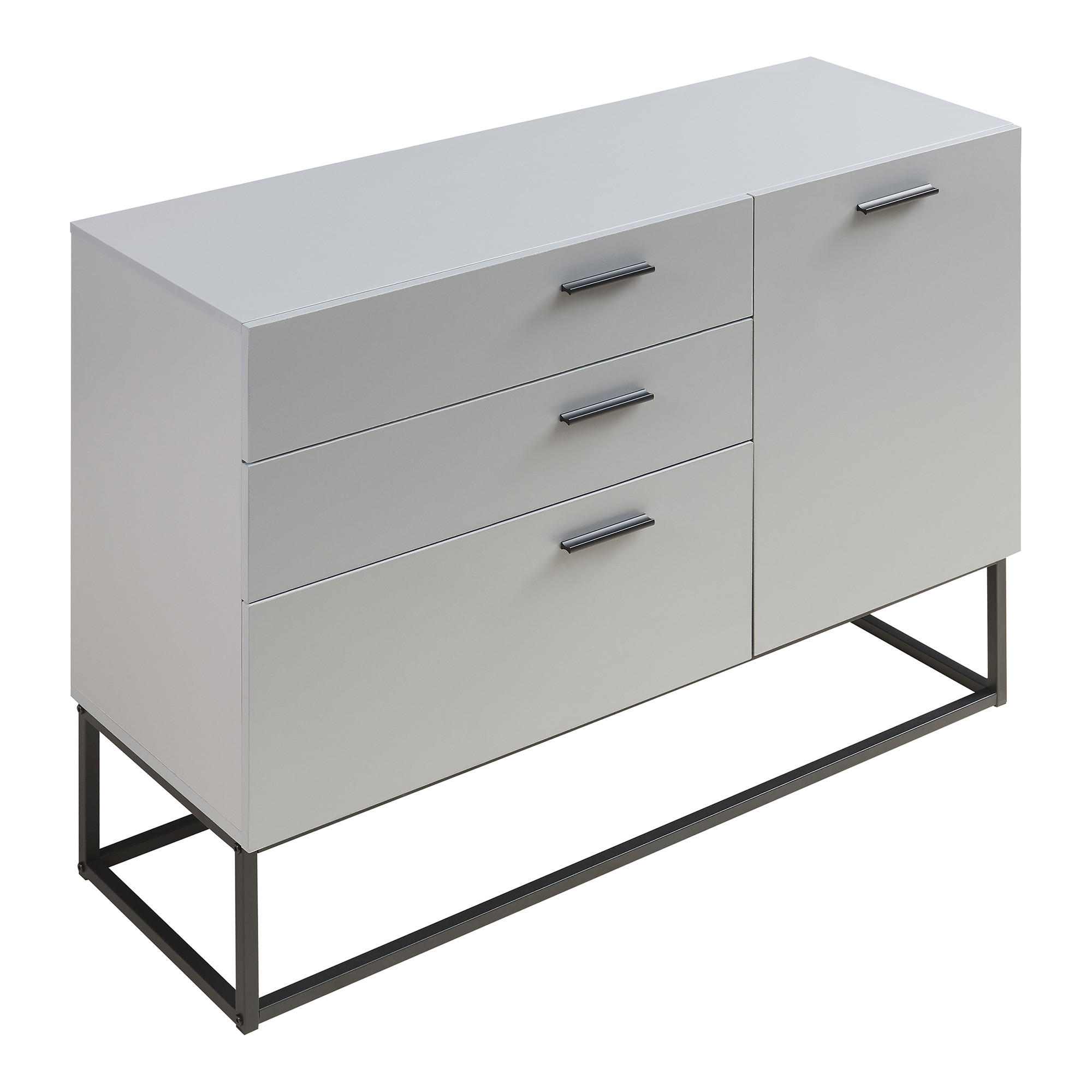 Thumbnail - [en.casa] Sideboard, Hellgrau, Metall, 3 Schubladen, Rechteckig, 100x75x35 cm, Wohnzimmer, Kommoden & Sideboards, Sidebo...