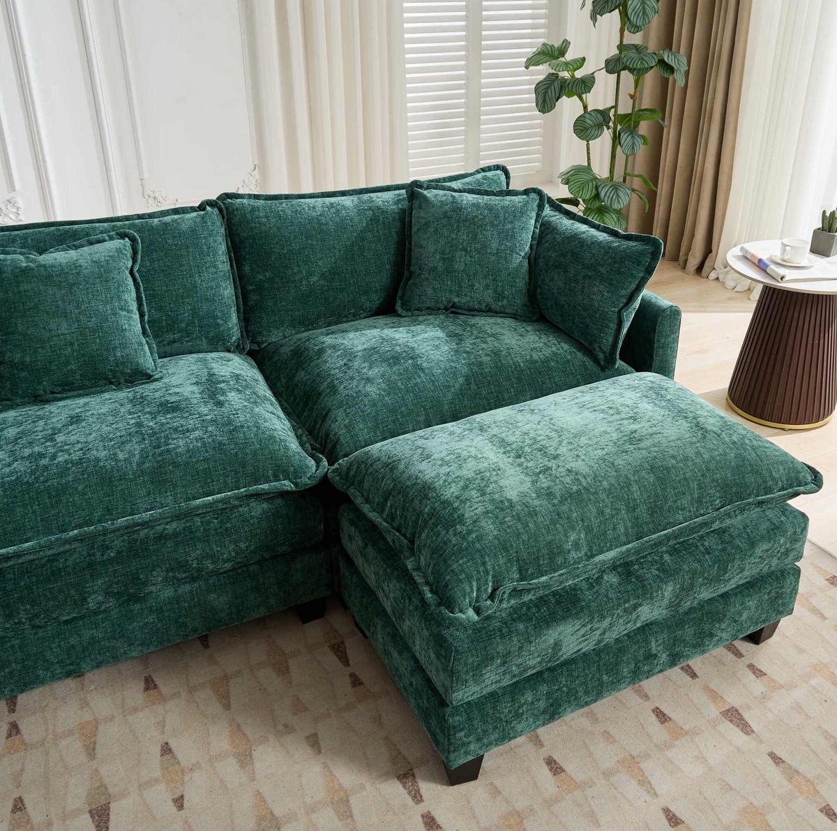 3-SITZER-SOFA aus Chenille in Grün mit modularem Aufbau - Grün, Textil (75/84/289cm) - Modfu