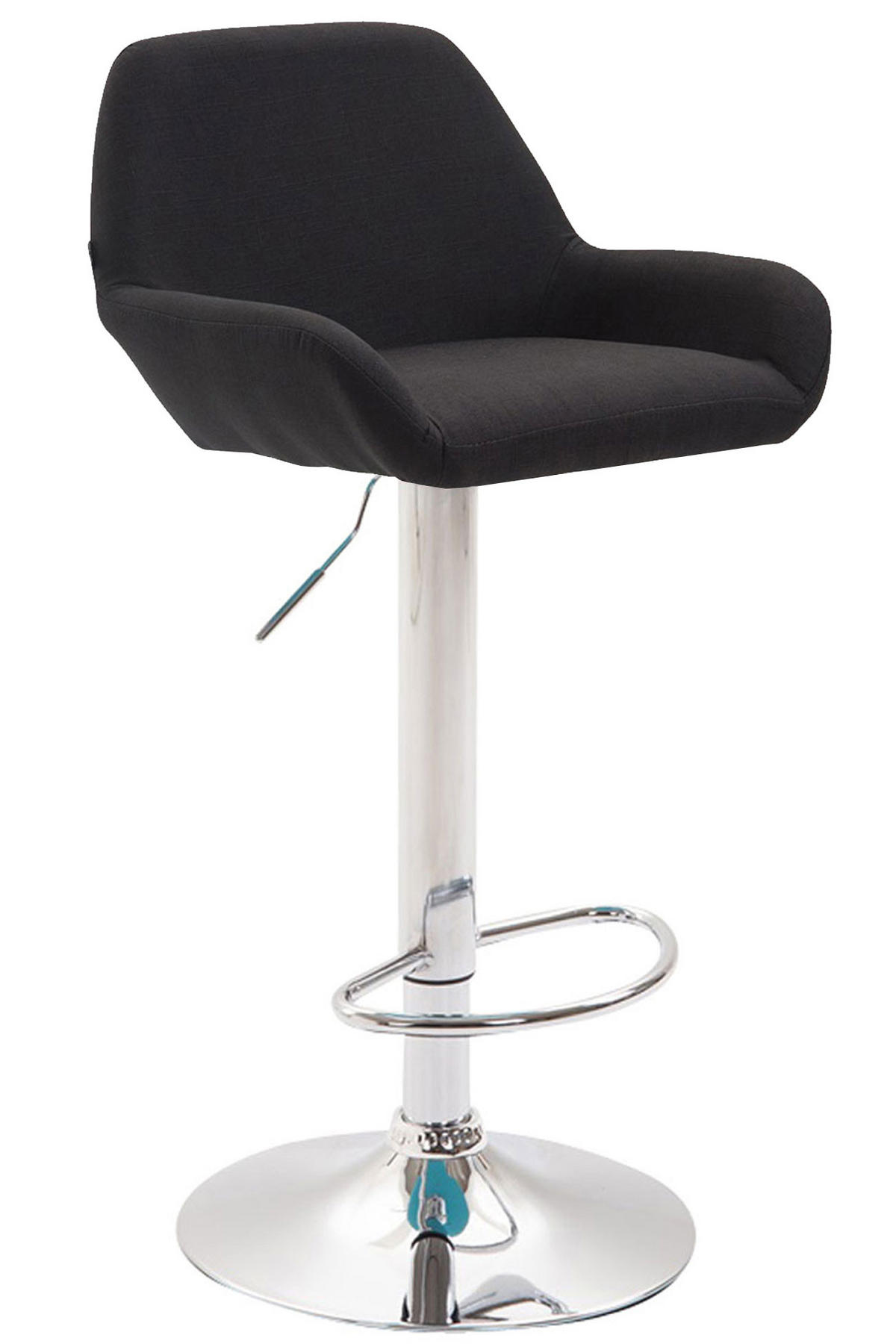 BARHOCKER DUBLIN Schwarz Stoff Chrom - Schwarz, Textil/Metall (51/89/52cm) - DELUKE