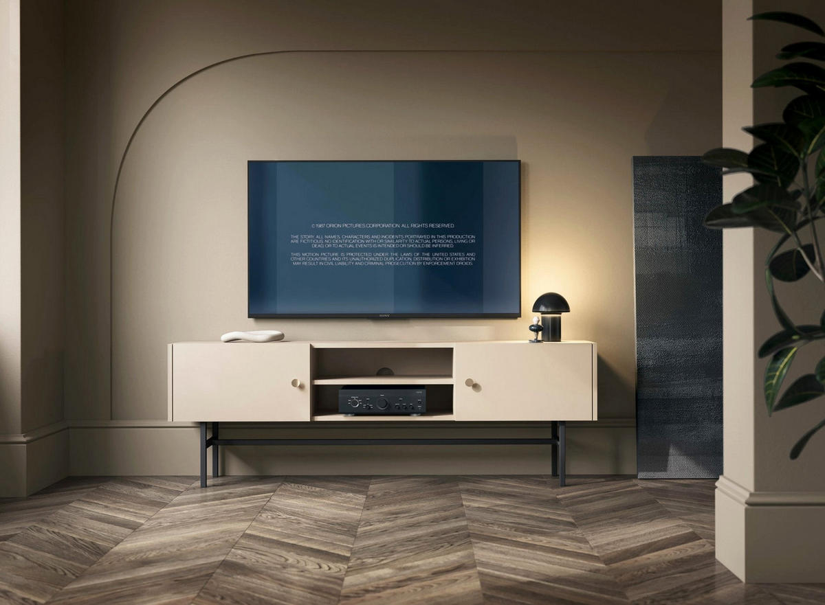 TV stolík Divenos sivobéžový so zlatými akcentmi 155/52/35 cm - čierna/zlatá, kov/kompozitné drevo (155/52/35cm) - Selsey