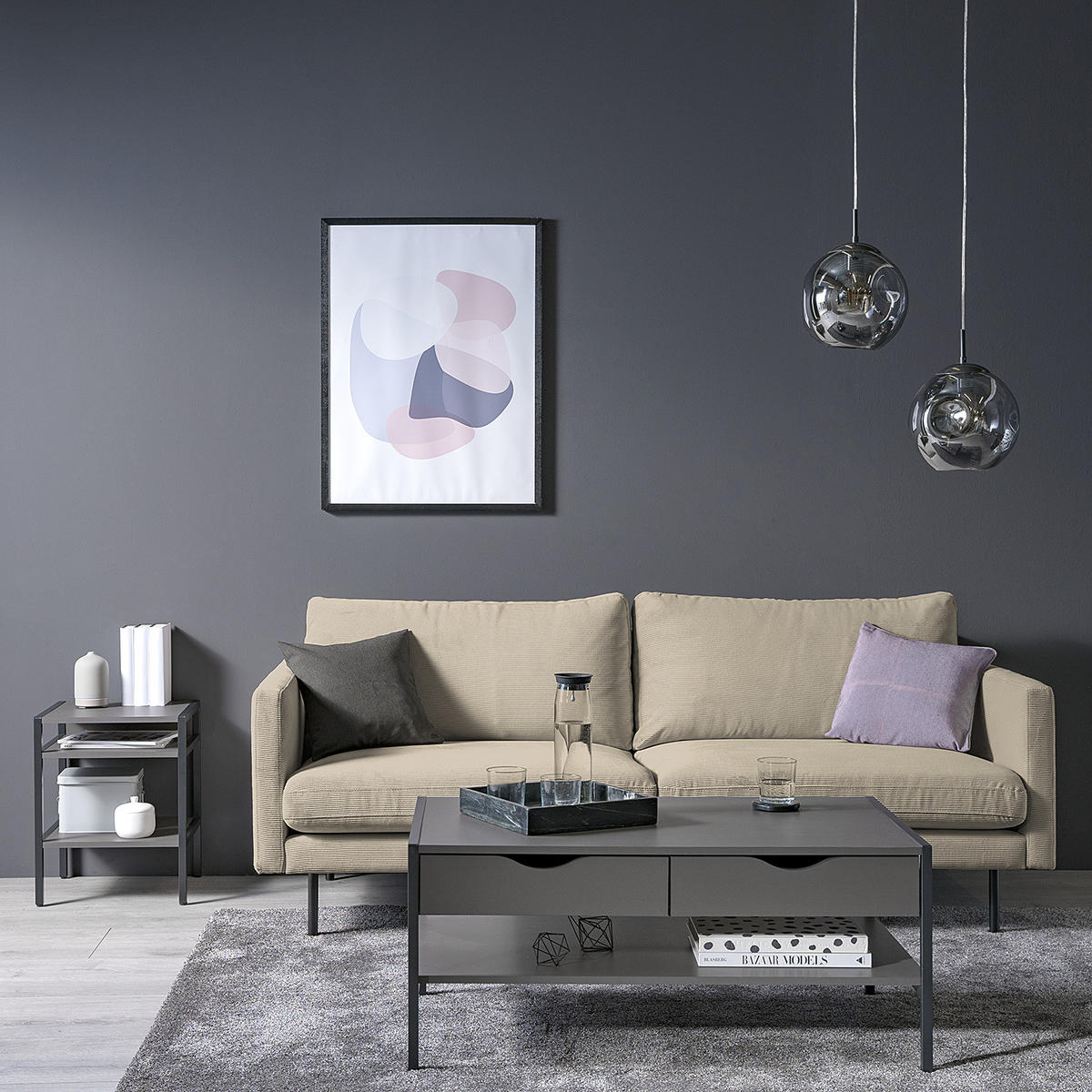 3-SITZER SOFA - Beige, Textil (196/82/94cm) - home24