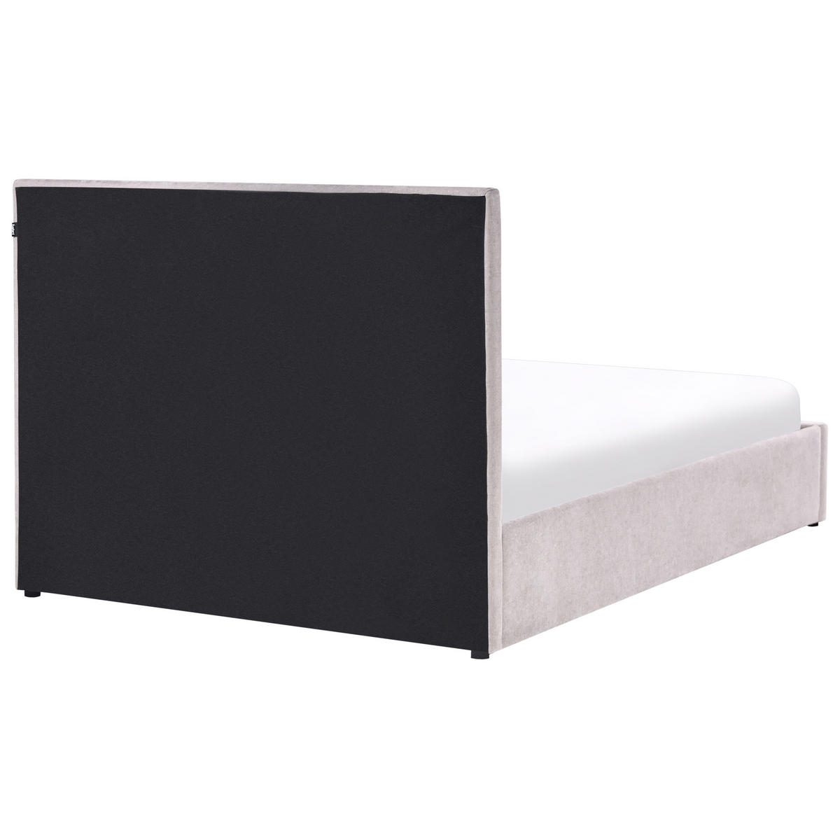 BETT mit Stauraum 140/200 cm Chenillegewebe Taupe Quiberon - Taupe, Textil (140/200cm) - Beliani