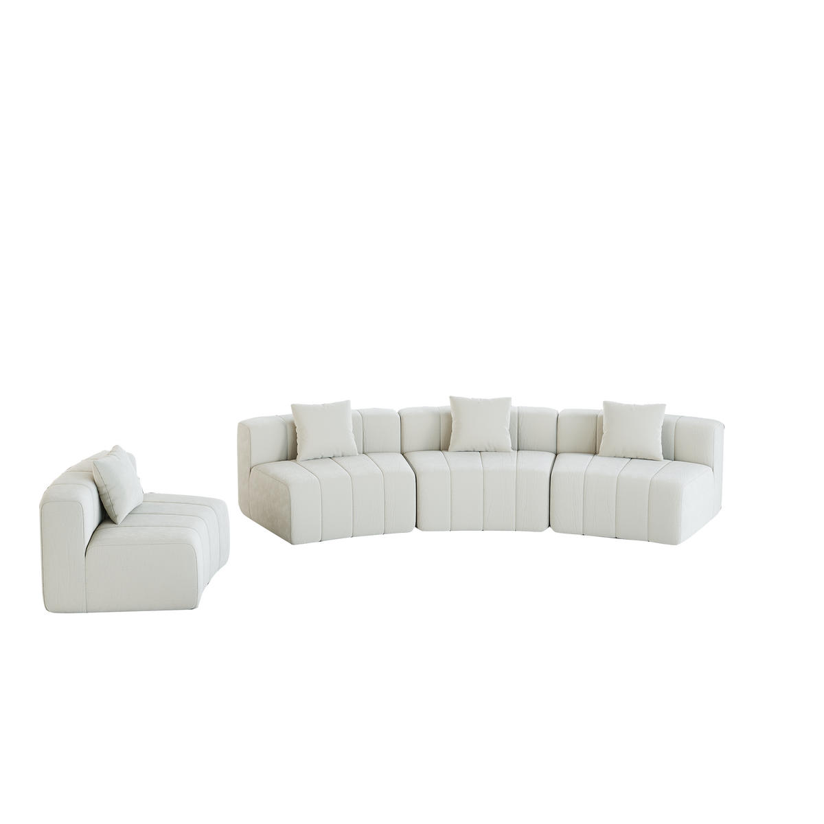 4-SITZER-SOFA Geschwungen modular Viersitzer, DE-42718, Beige - Beige, Textil (383.5/73.6/83.8cm) - ComfortXL