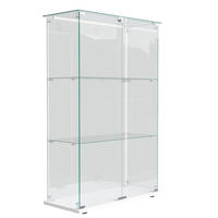 GLASVITRINE, stehend mit 3 Einlegeböden, LED-Lichtleiste, Doppeltür mit Sicherheitsschloss in Weiß - Weiß, Glas (35/123.3/78.5cm) - BRILVERDE