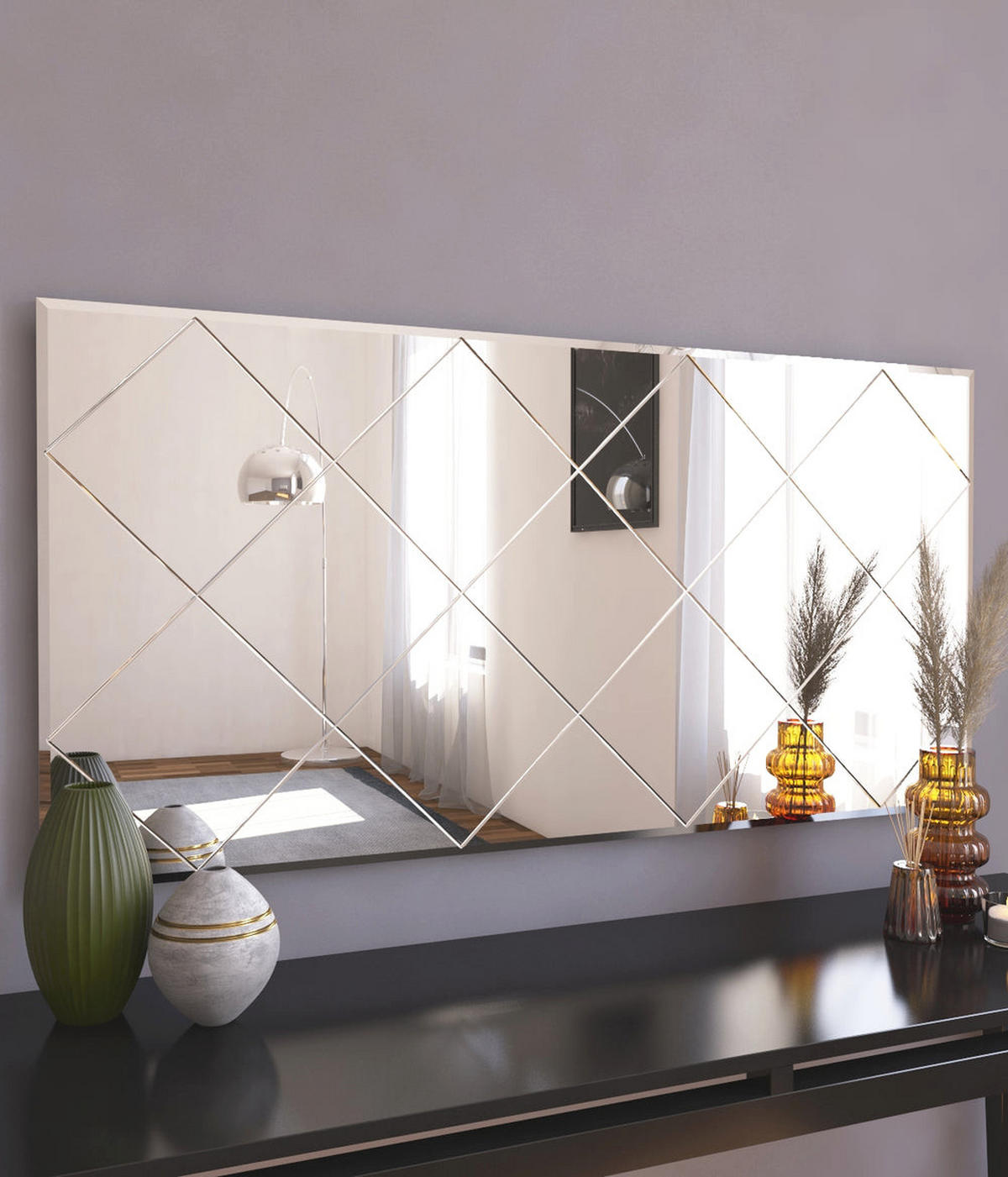 SPIEGEL Mofo Karo Design 60x120cm - Transparent, Holzwerkstoff (120/60/2.2cm) - moebel17