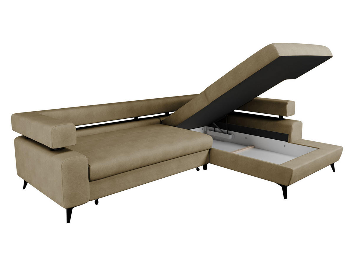 ECKSOFA Rosa, Seite: Links OT-2R - Hellrosa/Schwarz, Holz/Textil (265/184cm) - MIRJAN24