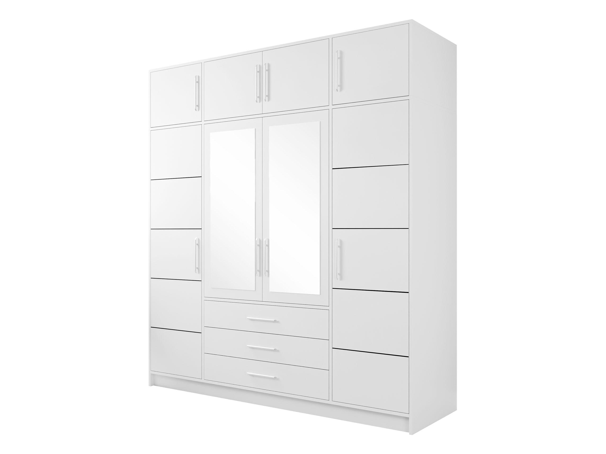 KLEIDERSCHRANK Bali D4 + Schrankaufsatz - Silberfarben/Weiß, Holzwerkstoff (196/245/58cm) - MIRJAN24