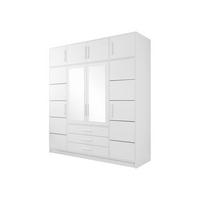 KLEIDERSCHRANK Bali D4 + Schrankaufsatz - Silberfarben/Weiß, Holzwerkstoff (196/245/58cm) - MIRJAN24