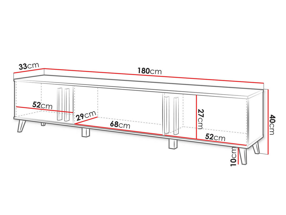 TV-LOWBOARD Helsinki 183 - Schwarz/Graphitfarben, Holzwerkstoff/Kunststoff (180/70/33cm) - MIRJAN24