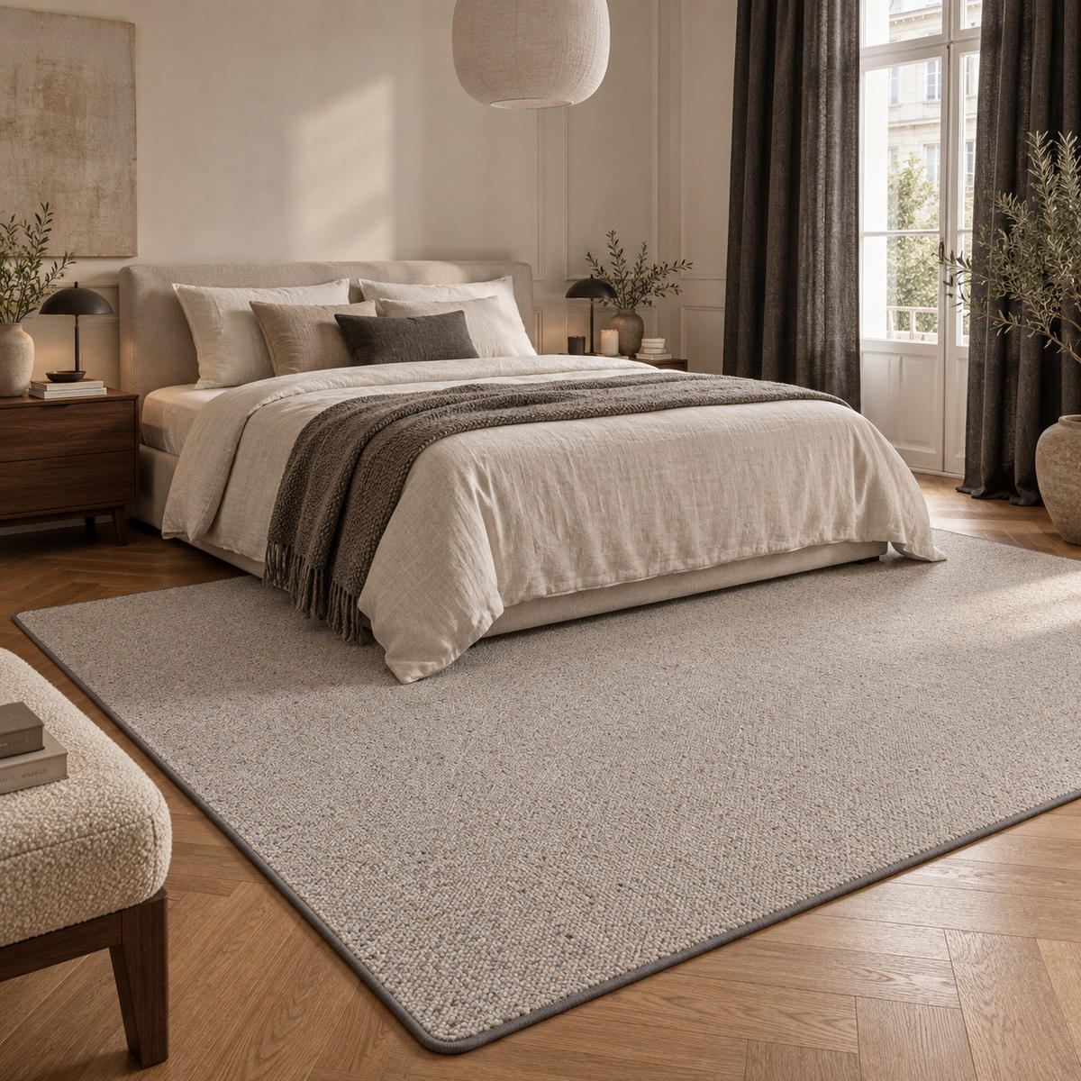 NATUR TEPPICH WOLLE BERBER - Grau, Textil (200/300cm) - Snapstyle