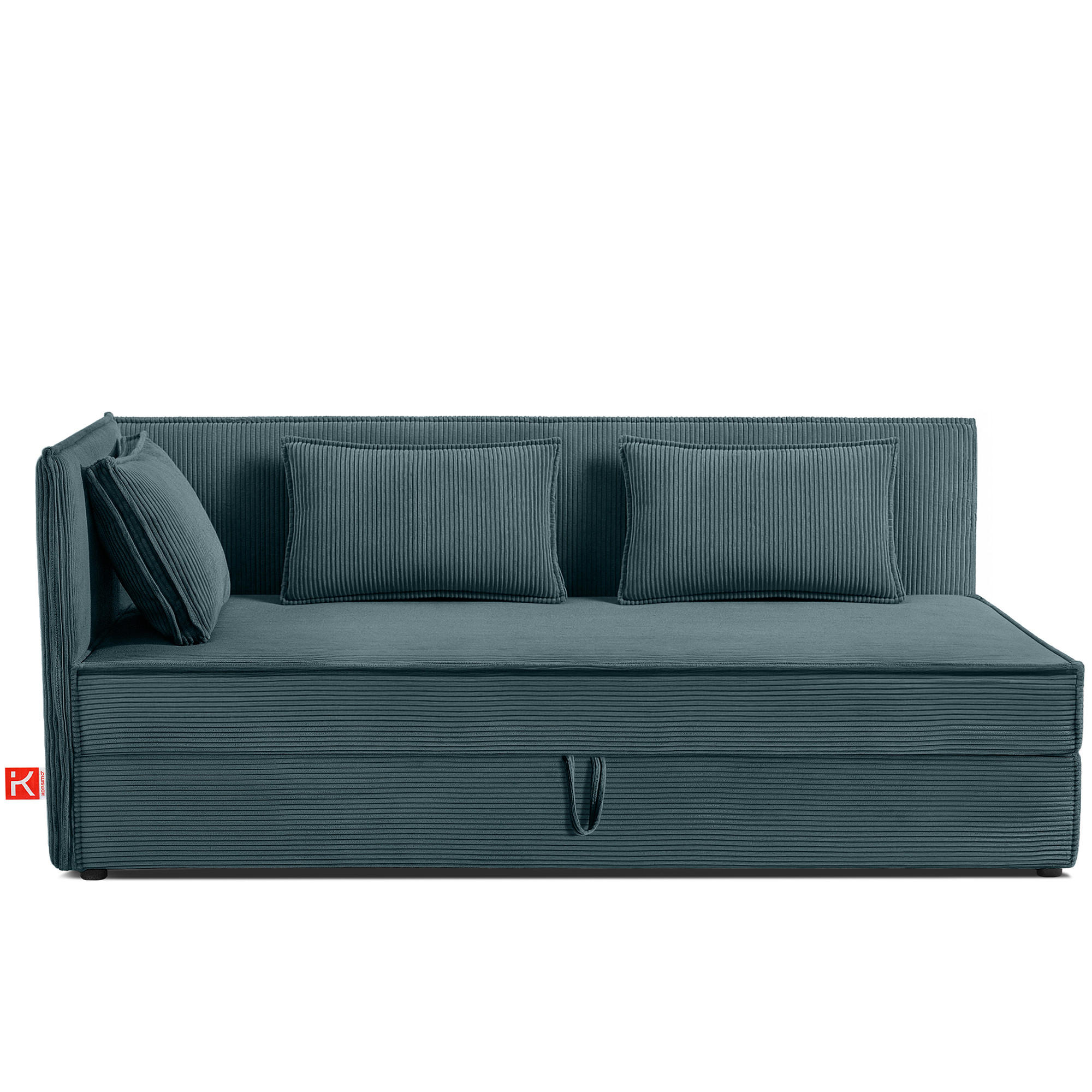 JUGENDBETT ROTI Einzelbett mit Bettkasten, 90x200cm, Bett mit Bonellmatratze, mit Rückenlehne - Blau/Schwarz, Holz/Holzwerkstoff (92/200cm) - KONSIMO®