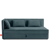 JUGENDBETT ROTI Einzelbett mit Bettkasten, 90x200cm, Bett mit Bonellmatratze, mit Rückenlehne - Blau/Schwarz, Holz/Holzwerkstoff (92/200cm) - KONSIMO®