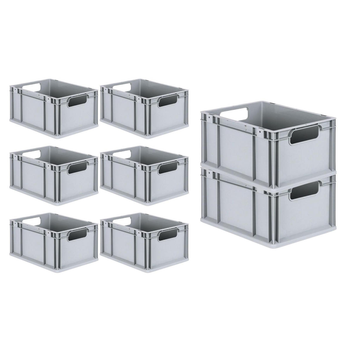 EUROBOX 8x Nextgen Economy Mit Auflagedeckel Grau/Gelb Griffe Offen 20 Liter - Gelb, Kunststoff (30/22/40cm) - PROREGAL