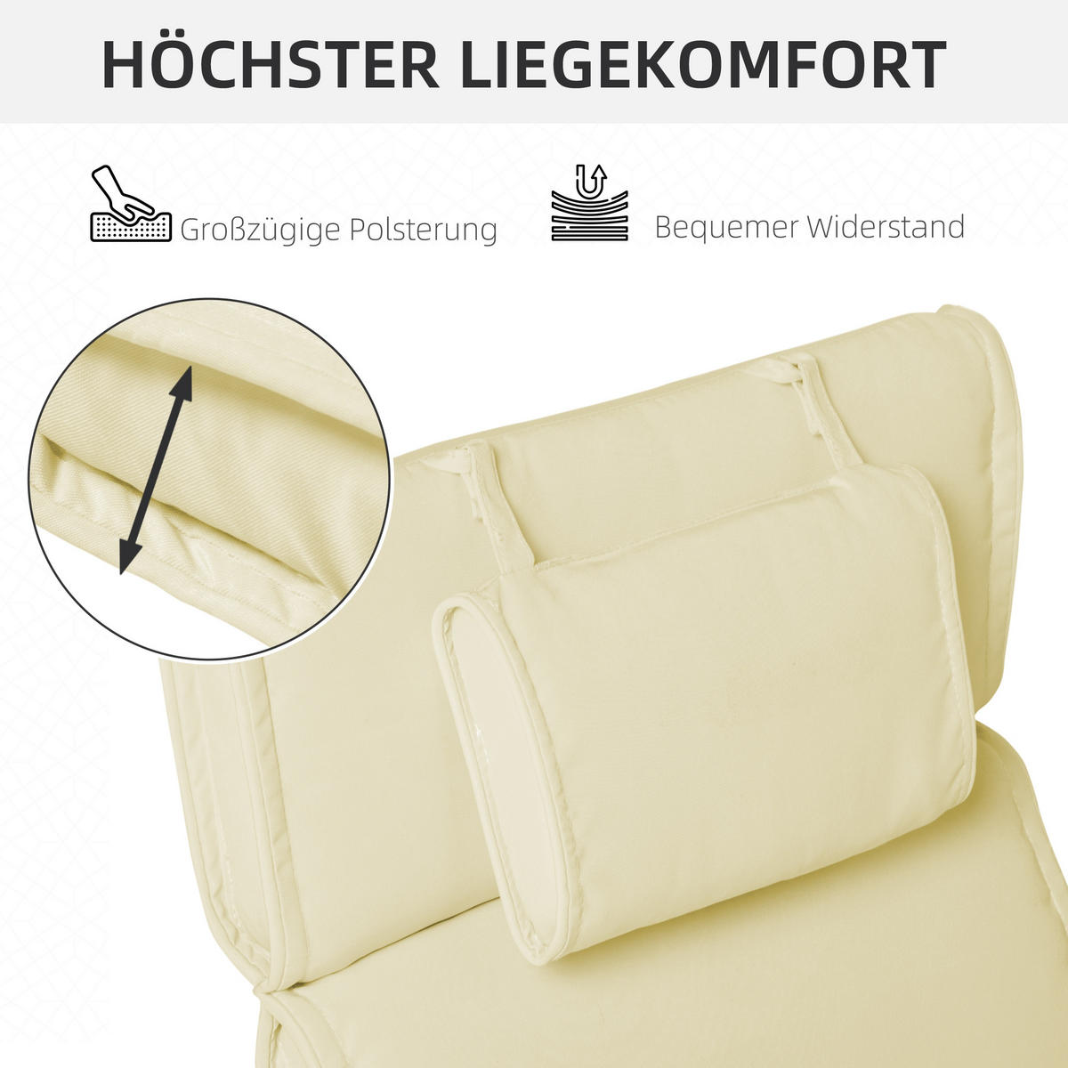 SITZKISSEN, Polyester, Cremeweiß - Creme, Naturmaterialen/Kunststoff (53/5/198cm) - Outsunny