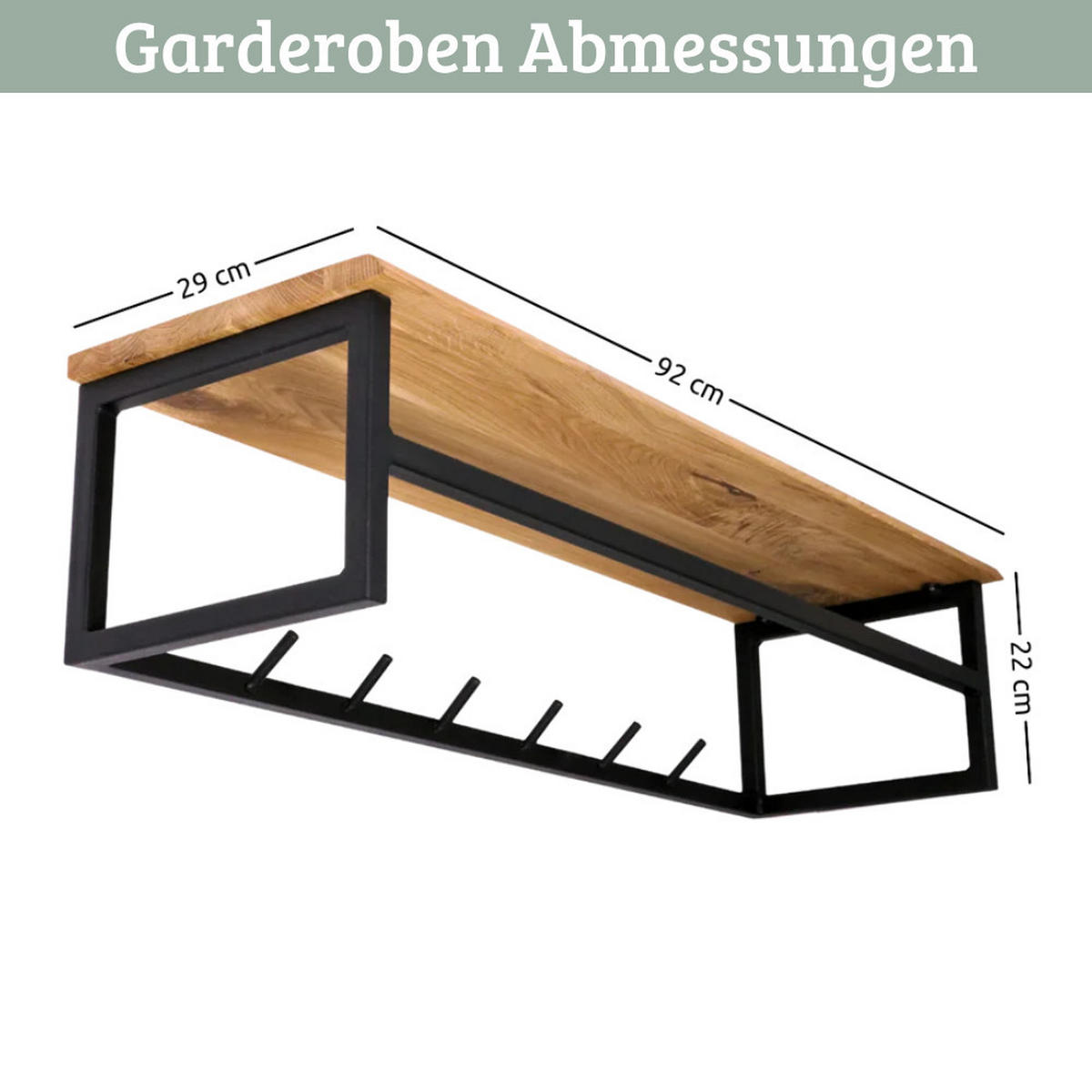 WANDGARDEROBE mit Ablage EGON Eichenholz Mit Baumkante - Braun, Holz (92/22/29.2cm) - DELUKE