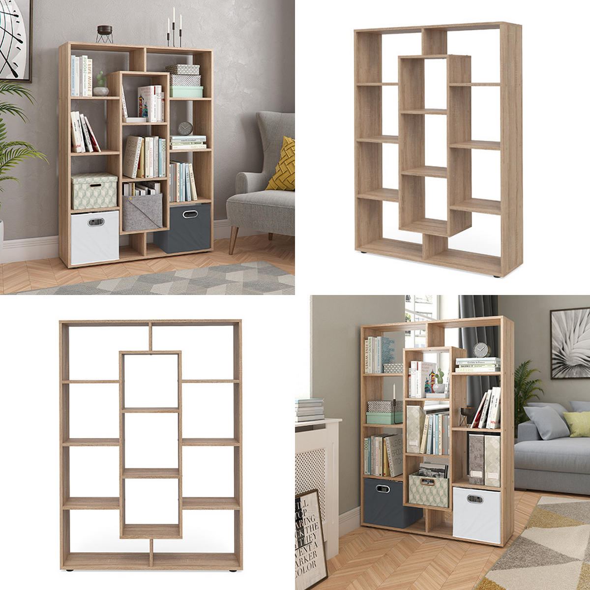 RAUMTEILER Sonoma 107.2 x 143 cm - Sonoma Eiche, Holzwerkstoff (107.2/143/29cm) - Vicco