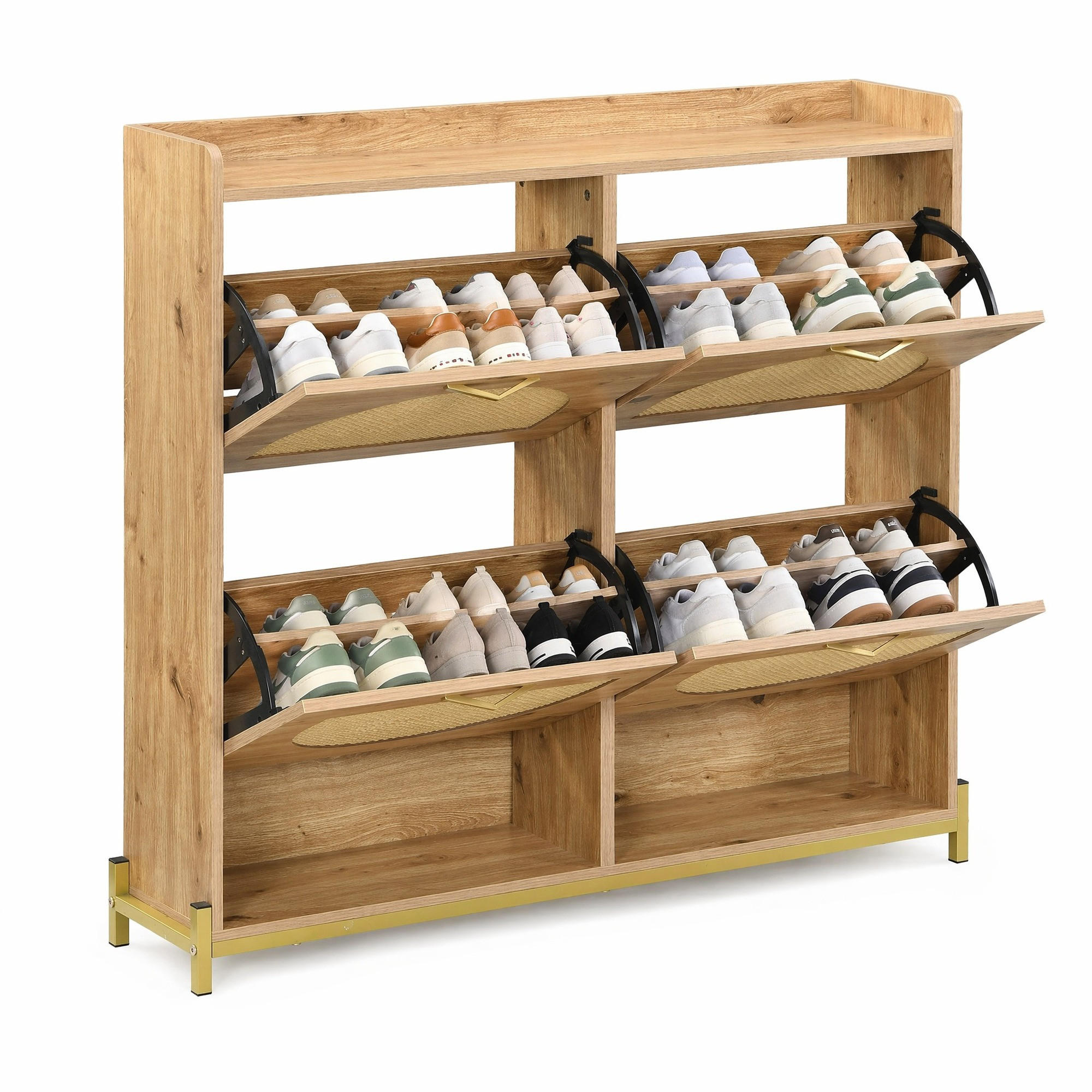 SCHUHSCHRANK platzsparend 108,5 x 24 x 100 cm MDF Wood - Zwetschgeholzfarben, Holz (24/100/108.5cm) - Beauniv