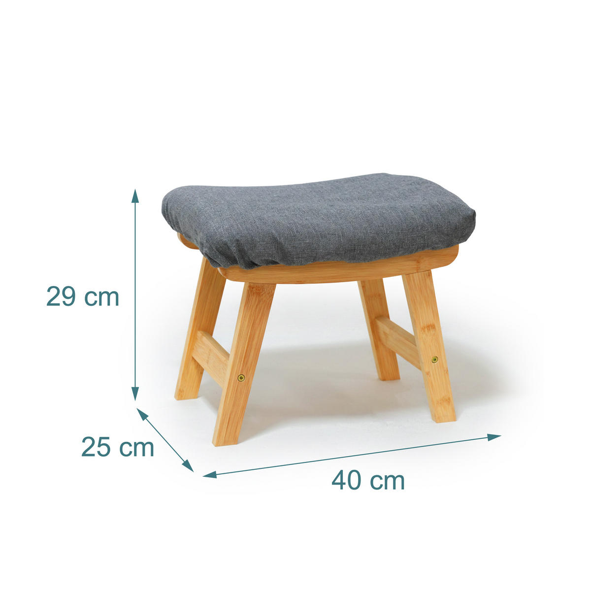 TABURET - světle hnědá, dřevo/textil (40/32/29cm) - Relaxdays