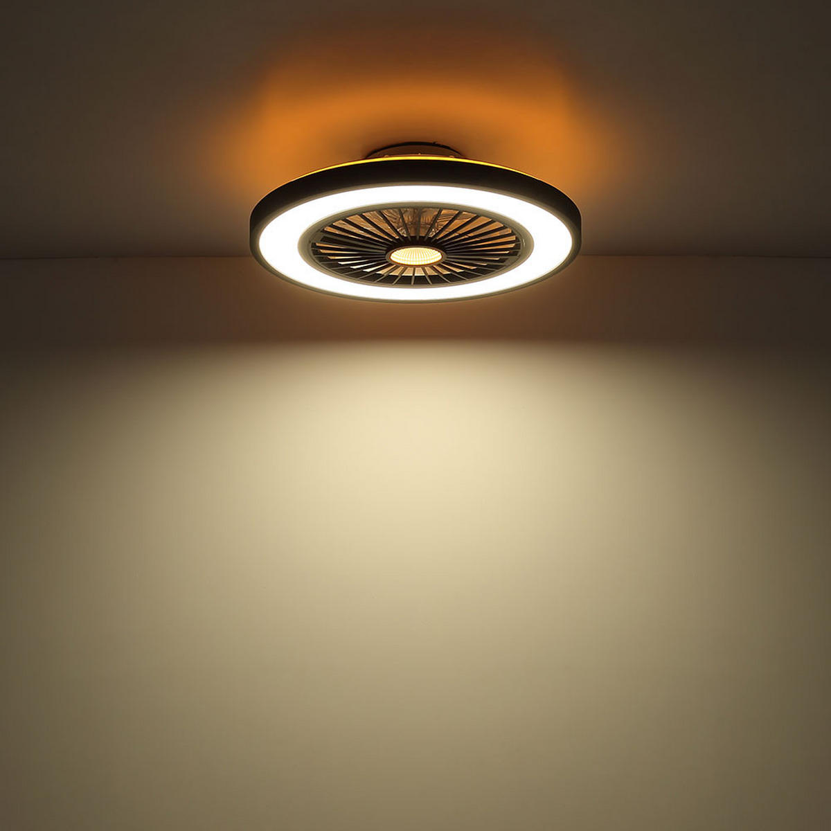 LED DECKENVENTILATOR Metall Schwarz - Schwarz, Metall (54/54/15.9cm) - Globo Lighting