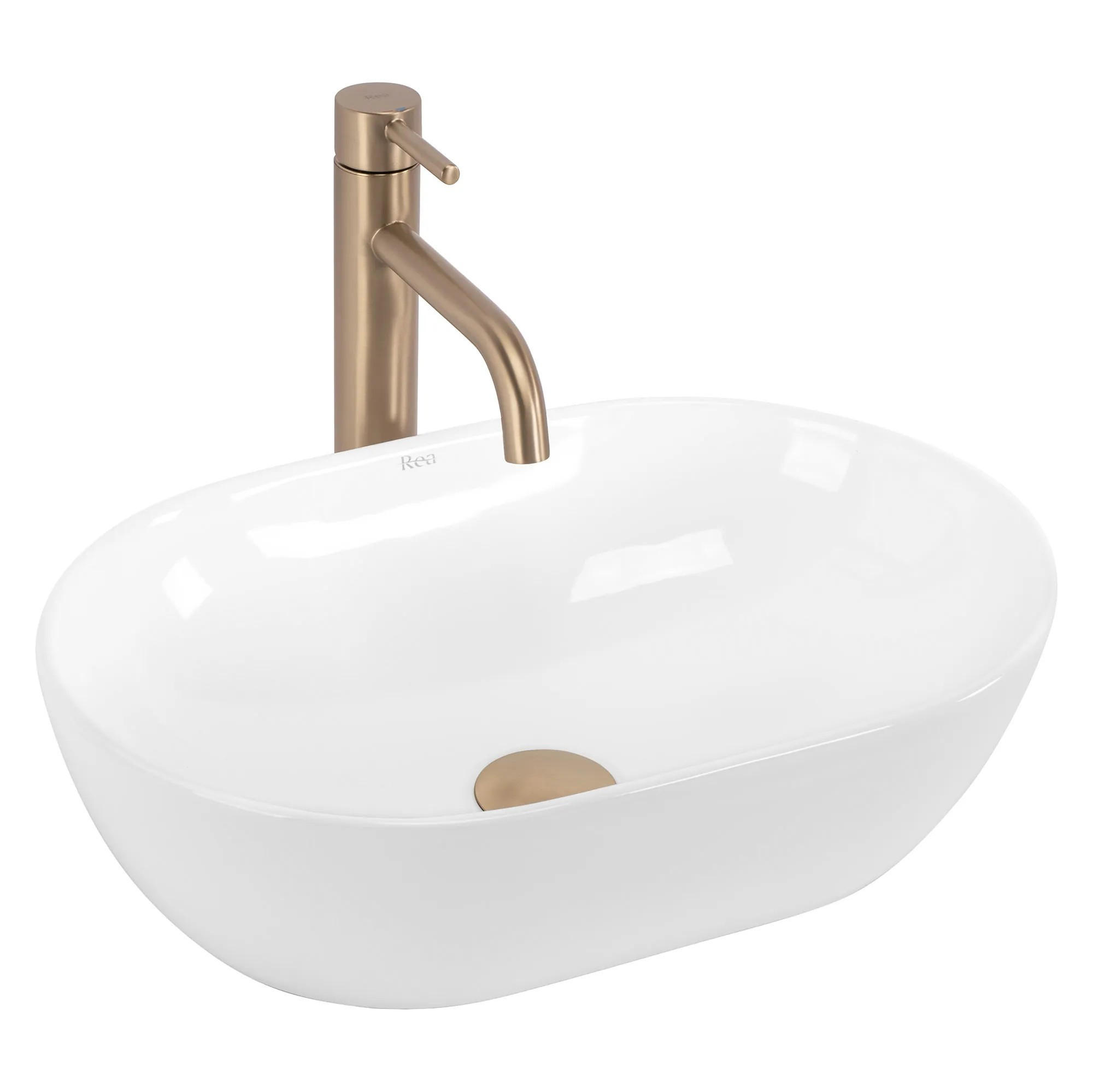 AUFSATZWASCHBECKEN Rea Amelia 45 - Weiß, Keramik (31/12.5/45cm) - REA