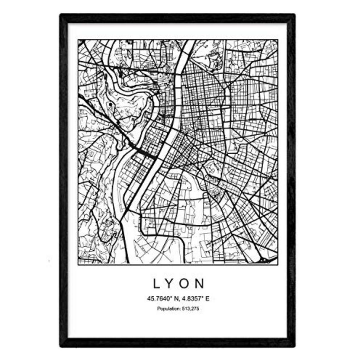 POSTER Lyon Nordischen Stil A4 Rahmenlos - Klar, Papier (29.7/5/21cm) - Nacnic