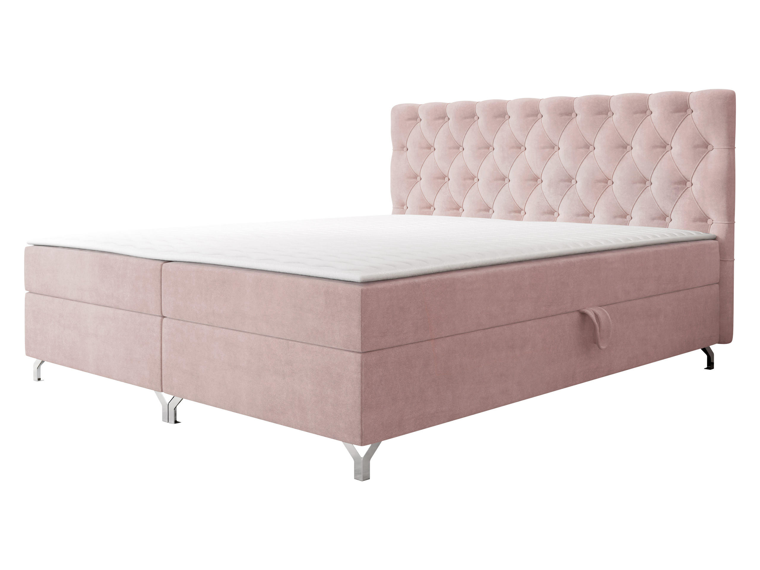 BOXBETT Chester 2 - Hellrosa/Silberfarben, Holz/Textil (160/200cm) - MIRJAN24