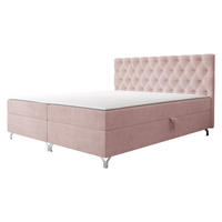 BOXBETT Chester 2 - Hellrosa/Silberfarben, Holz/Textil (160/200cm) - MIRJAN24