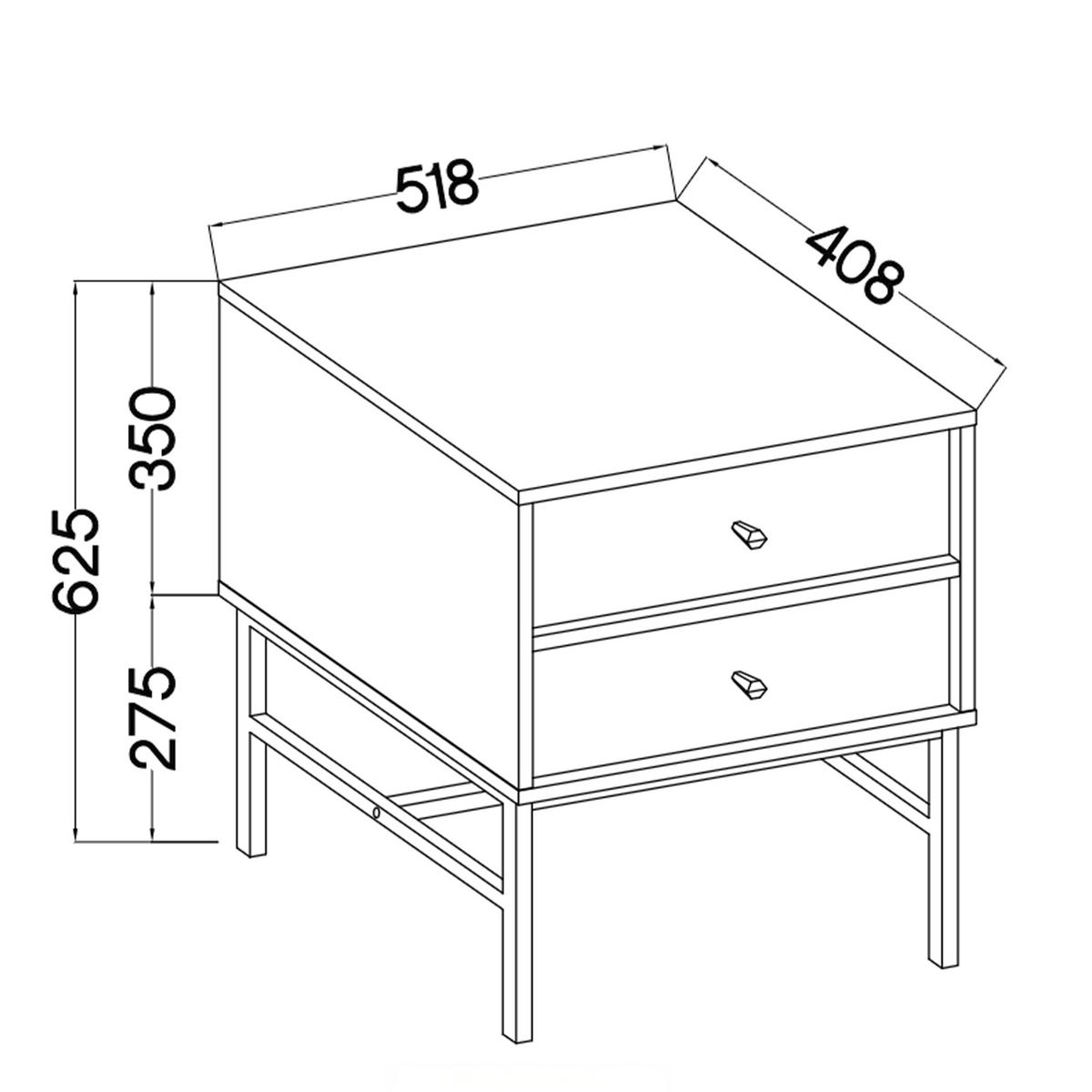 NACHTTISCH FLOREN, Creme/Gold - Creme, Holzwerkstoff/Metall (51.8/62.5/40.8cm) - KONSIMO®
