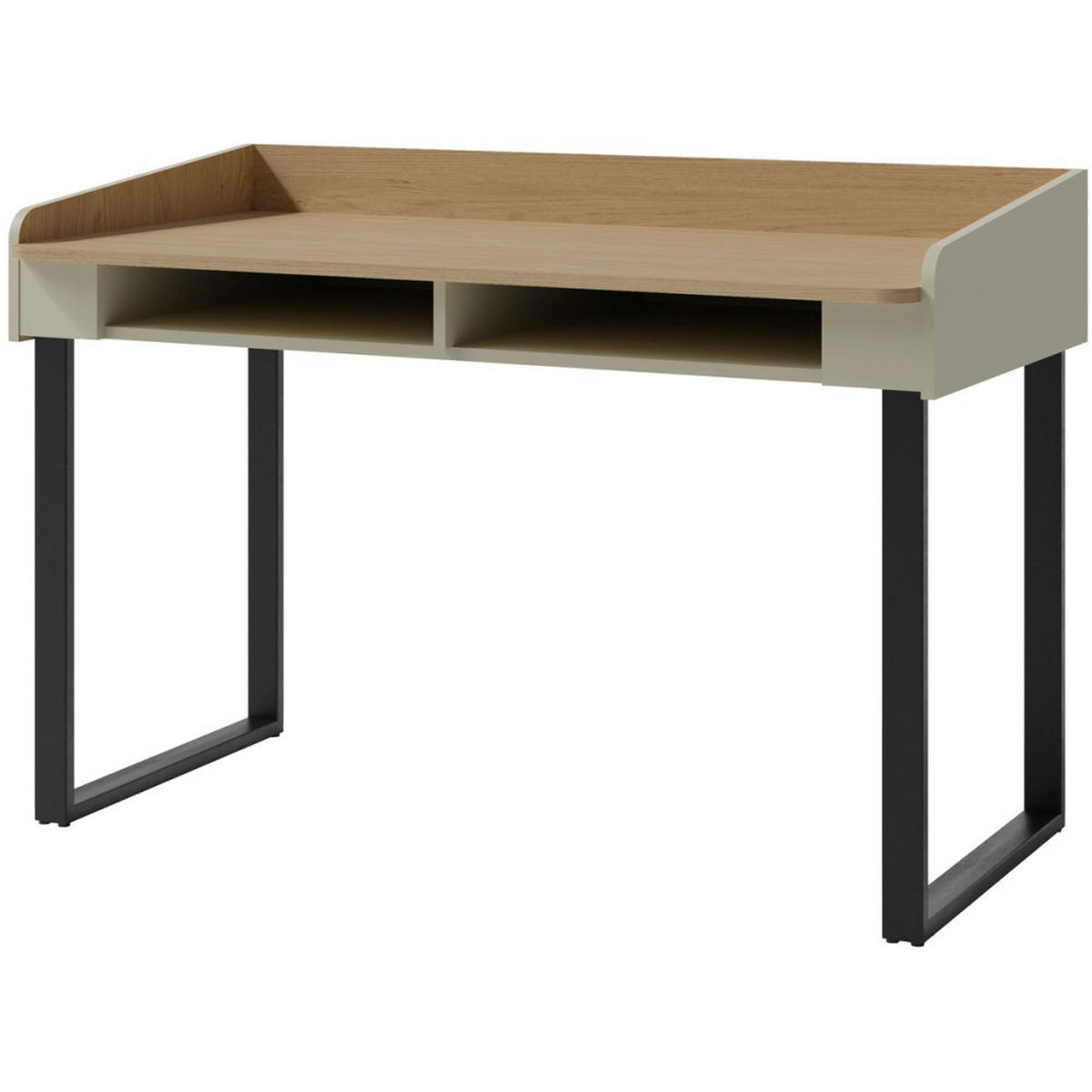 SCHREIBTISCH Alex für Jugenzimmer mit 2 offene Regale, Eukalyptus - Eukalyptusholzfarben/Schwarz, Holzwerkstoff/Metall (125/83/64.5cm) - Beautysofa