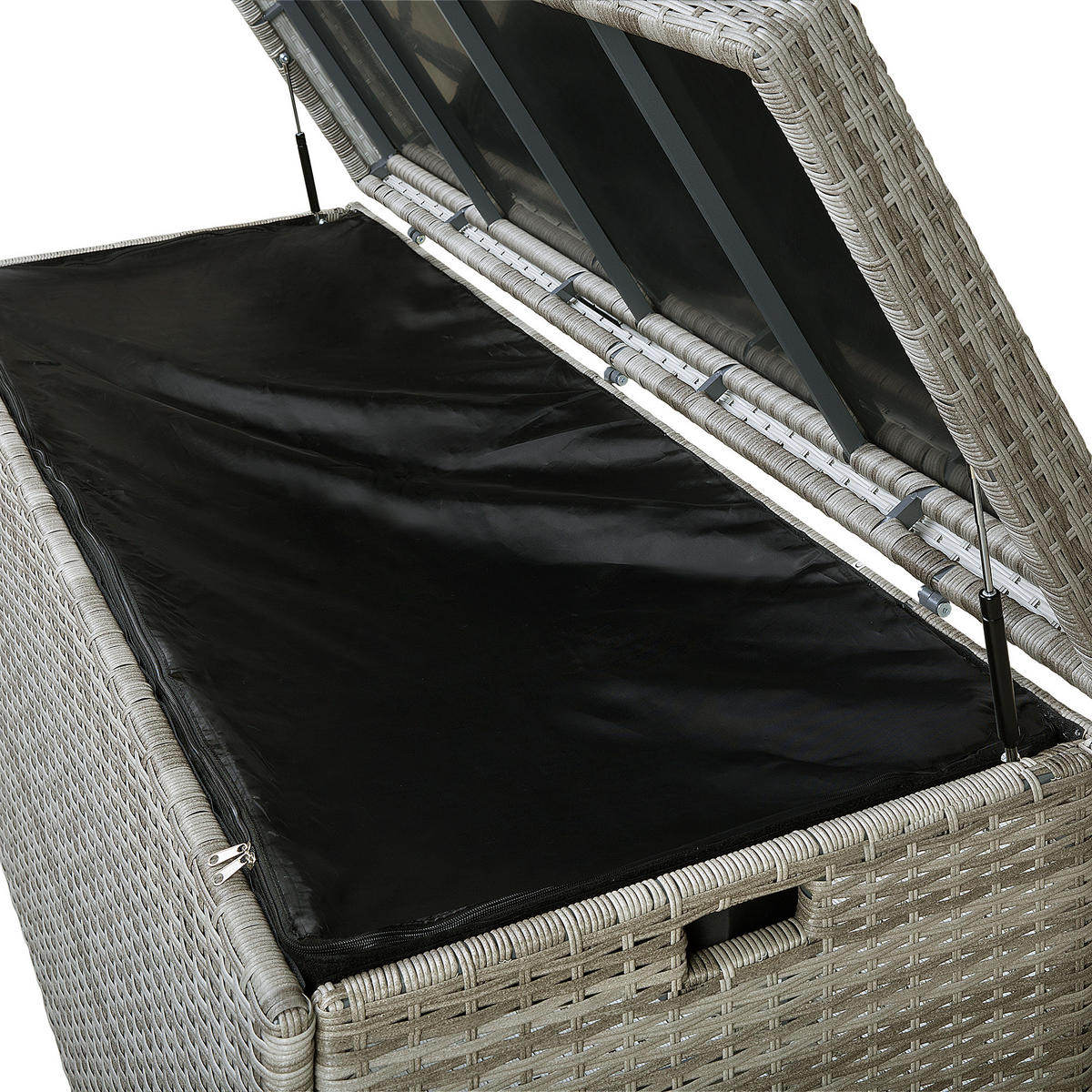 ÚLOŽNÝ BOX NA POLSTROVÁNÍ Ratan šedý 158/63 cm Modena - šedá, plast (158/66/63cm) - Beliani