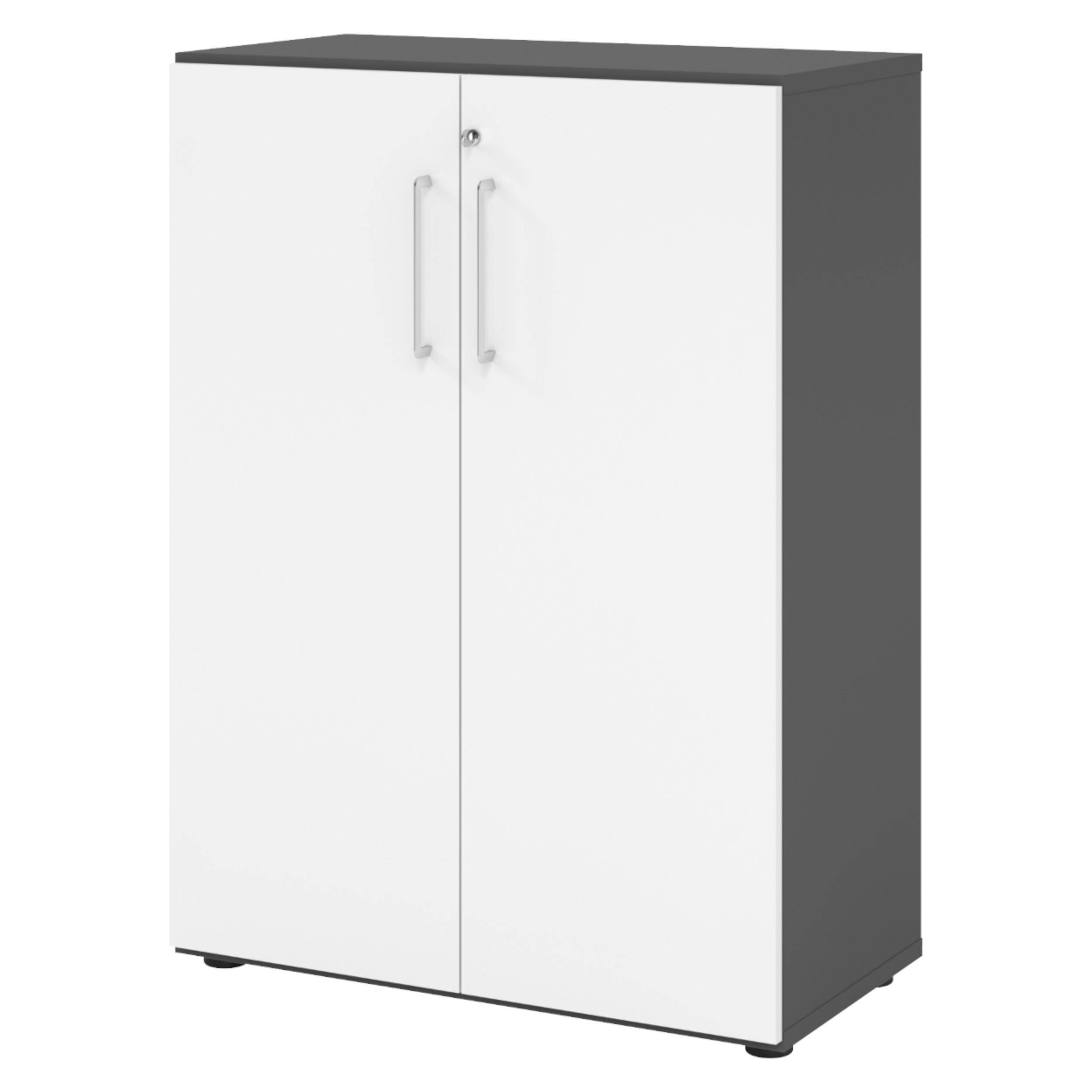 AKTENSCHRANK - 3 Ordnerhöhen 42/80/110 cm in Graphitfarben/Weiß - Graphitfarben/Weiß, Holzwerkstoff (80/110/42cm) - bümö