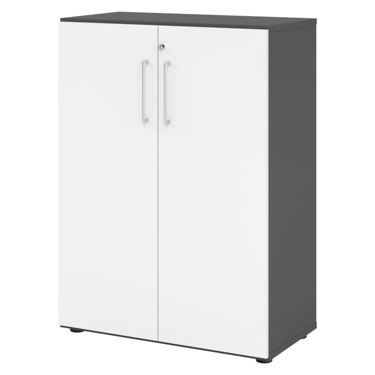 AKTENSCHRANK - 3 Ordnerhöhen 42/80/110 cm in Graphitfarben/Weiß - Graphitfarben/Weiß, Holzwerkstoff (80/110/42cm) - bümö