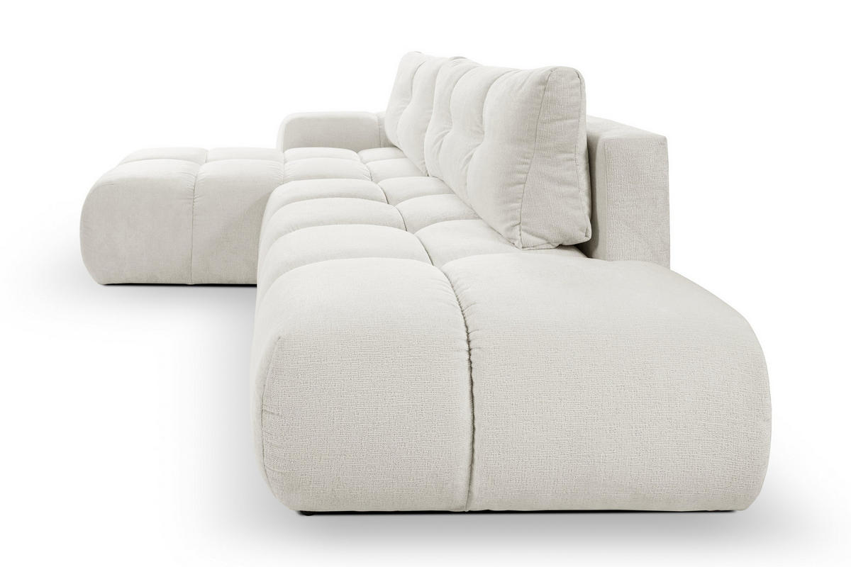 ECKSOFA DUCA L-S Creme Chenille mit Schlaffunktion - Creme, Holz (266.5/266.5cm) - MASSENO