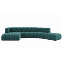 ECKSOFA L-Form GRAND Round, Stoff Salvador, Azurblau, Links - Blau, Holz (445/179cm) - Kaiser Möbel