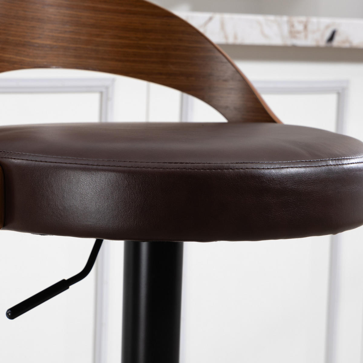 BARHOCKER Drehbar 2er-Set ,Höhenverstellbar mit Rückenlehne Kunstleder Braun - Braun, Textil/Metall (42/98/42cm) - PARAFTA HOME