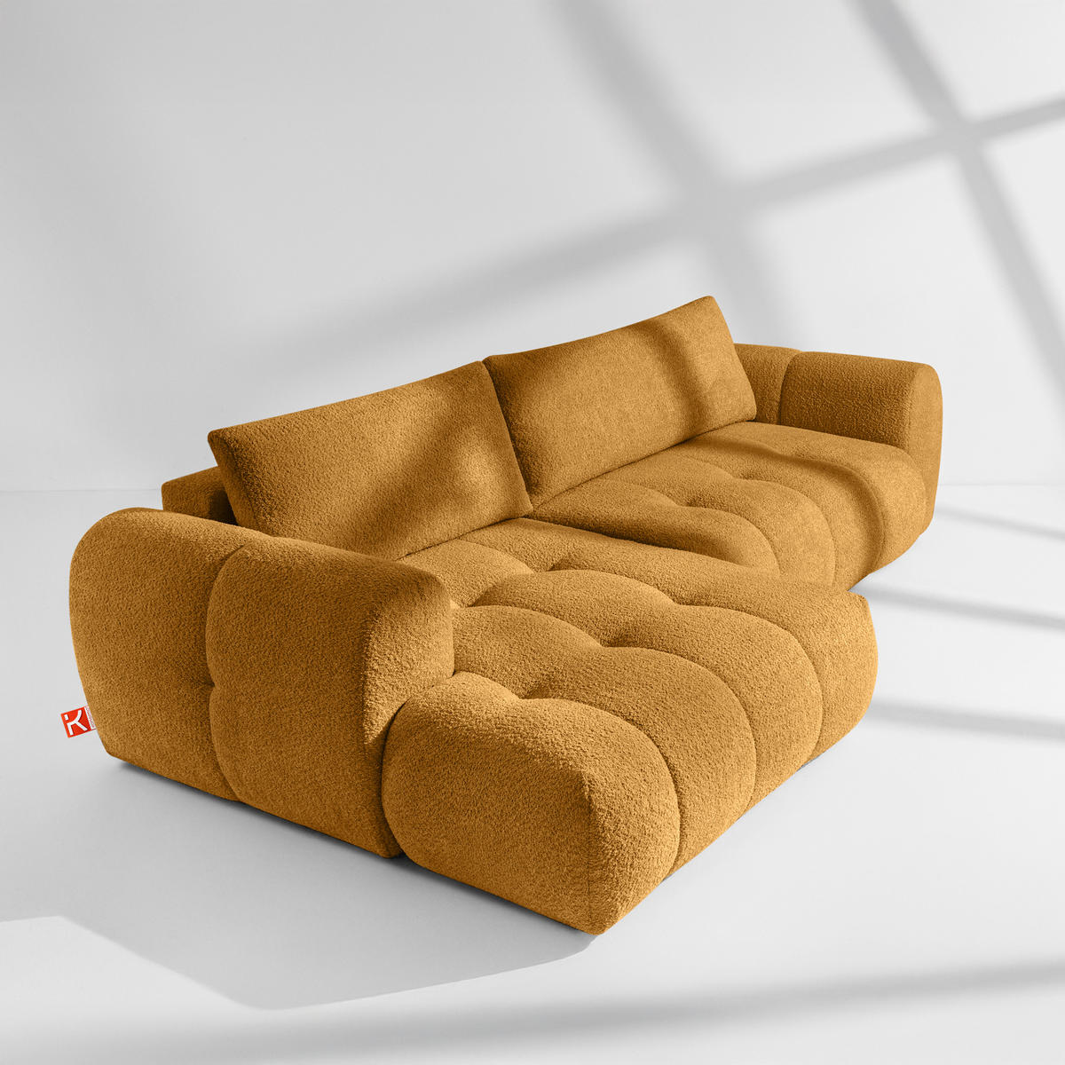 ECKSOFA LINKS LIRA, Honigfarben, Bouclé - Honig, Holz/Holzwerkstoff (295/112cm) - KONSIMO®