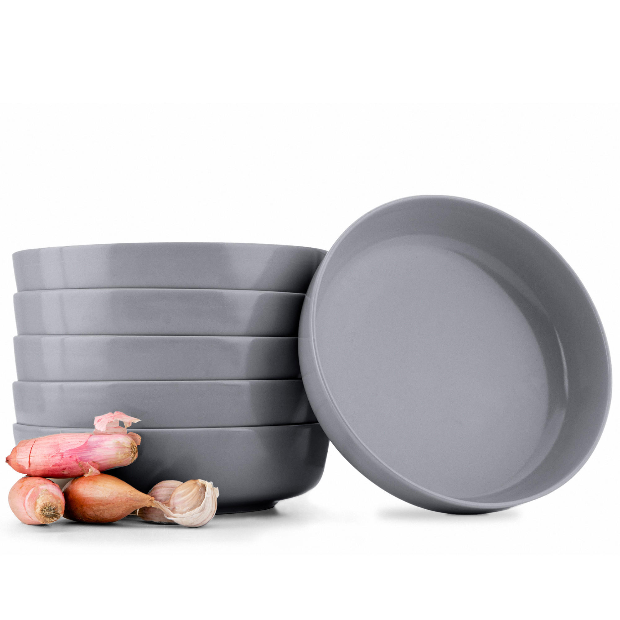 TELLER-SET VICTO 6-tlg Suppenteller, matt grau - Grau, Keramik (18cm) - KONSIMO®